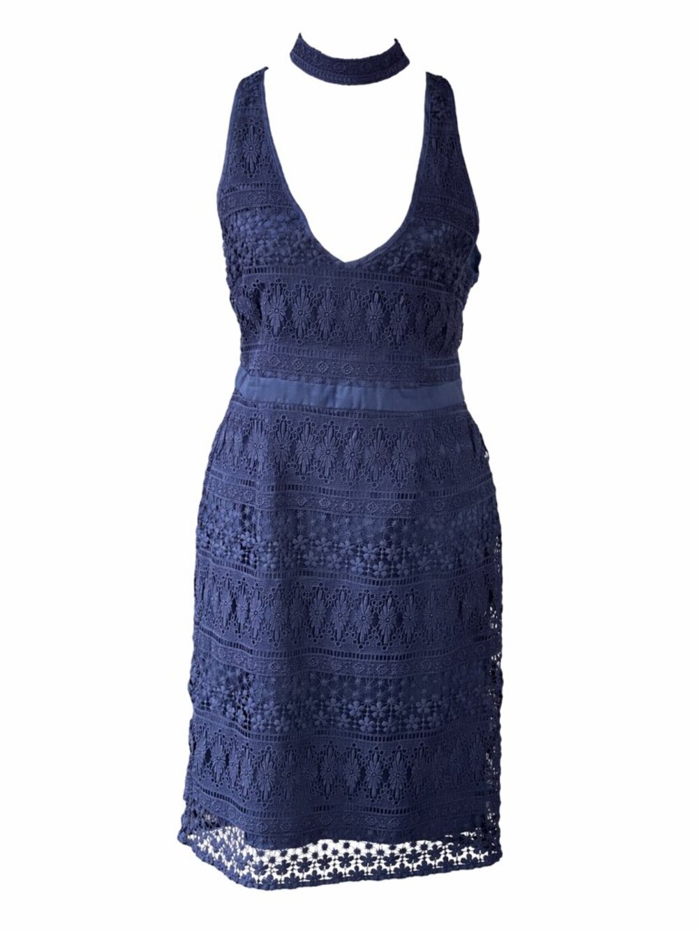 Likely Navy Lace Cocktail Dress Size 6 | Halter Neck | Elegant Party Dress